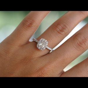 A. Jaffe Cushion Cut Diamond Halo Engagement Ring